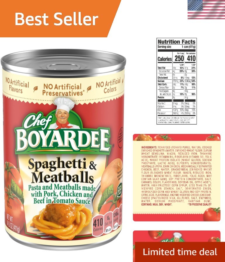 Hearty 14.5 oz Canned Spaghetti & Meatballs – Simple, Nutritious, Fast Dinner