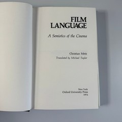 Film Language Christian Metz 1974 First Edition Semiotics Oxford Press