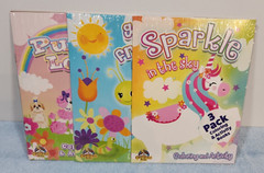 3 Pack Coloring & Activity Books By Crown Jewlz Kidz, Unicorn Caterpillar Puppy