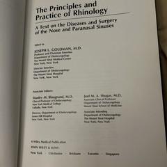 Principles and Practice of Rhinology: Diseases and Surgery of Nose and Sinuses
