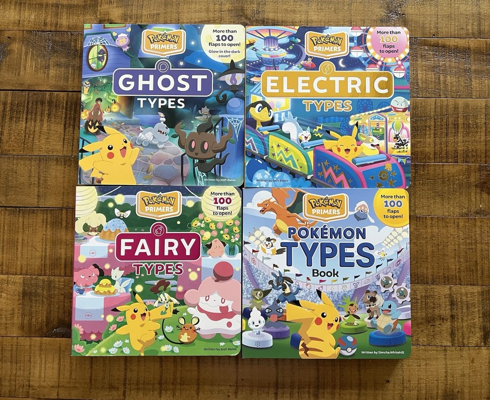 Pokemon Primers with Flaps Hardcover Books Lot Of 4 Ghost Fairy Electric More