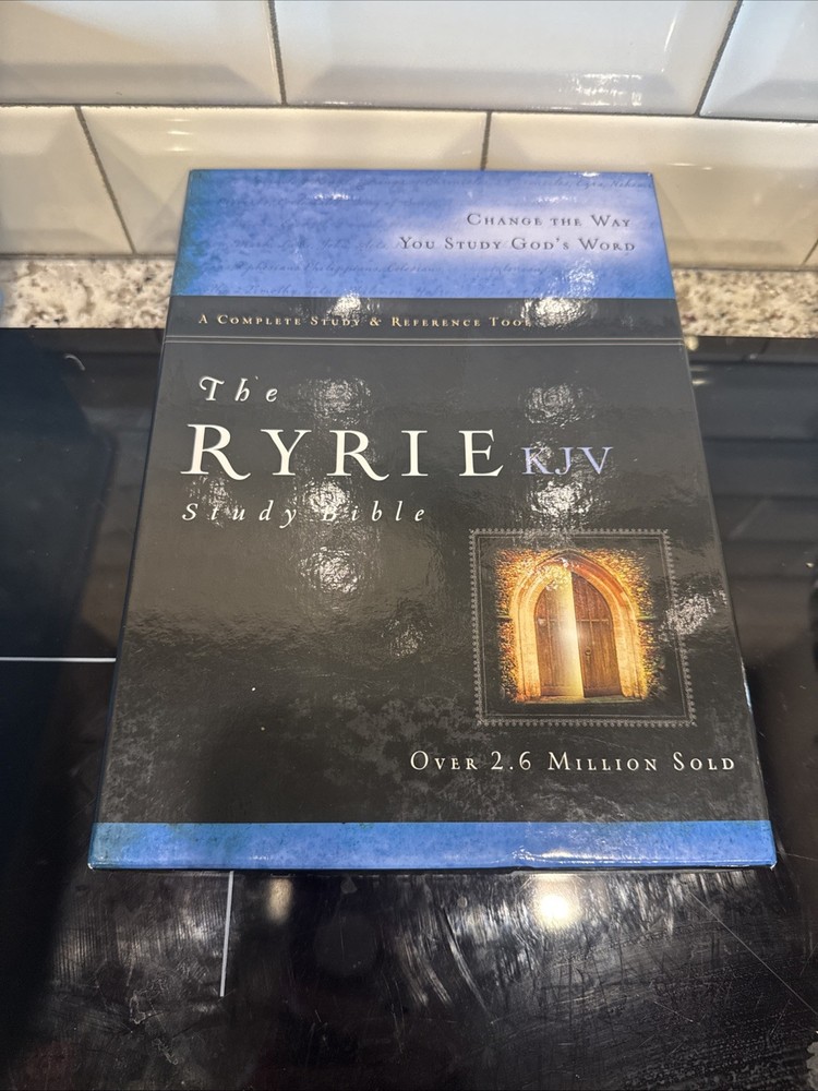 NIB KJV Ryrie Study Bible Black Genuine Leather Bound Red Letter Reference Tools