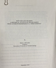 Mark L. McConkie HOW GOD LOST HIS BODY 2000 article 39 printed pages (not book)
