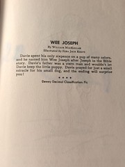 1962 Wee Joseph By William MacKellar HC First Cadmus Edition 76 Pages