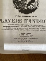 Advanced Dungeons And Dragons Players Handbook 1978 By Gary Gygax