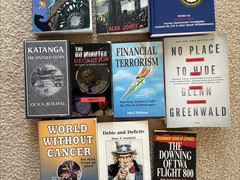 Lot of 10:8Books, 2 VHS tapes/Behold a Pale Horse/Alex Jones/McManus/Stitch