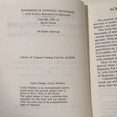 Handbook of Hypnotic Techniques Fross Carter Revised 1988 Book