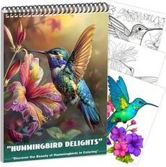 Humming Bird Adult Coloring Book Spiral Bound Mindfulness Adult Coloring Book.