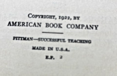1922 Successful Teaching in Rural Schools Pittman Vintage HC Education Book