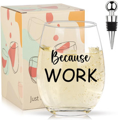 Book Lovers Gifts for Women, When I Think about Books I Touch My Shelf 16Oz Stem