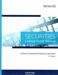 Kaplan Series 65 License Exam Manual, – Paperback, by Kaplan Inc – Very Good o