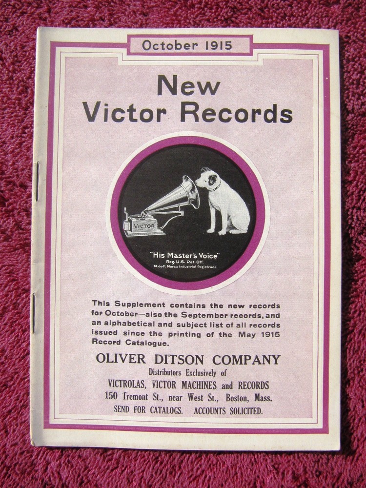 New VICTOR RECORDS Oct 1915 BROADWAY HIT TRILBY Taylor Holmes Victrola CATALOG