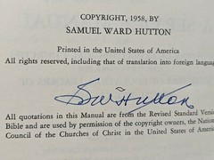 Signed First Edition, A Service Manual: by Samuel Ward Hutton, 1958