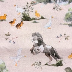Acufactum Cotton Fabric 59×23 inches Farm Friends Print 100% Cotton