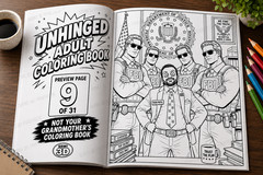 Unhinged Digital Adult Coloring Book | 31 Pages Pop Culture Satire & Chaos
