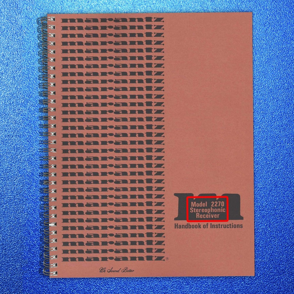 MARANTZ 2270 Receiver User Manual Operation Instructions Guide – SPIRAL BINDING