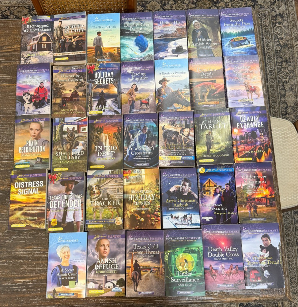 Lot of 34 LOVE INSPIRED Suspense / Romance (Some Larger Print) Books