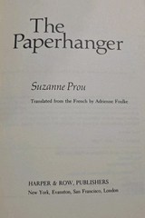 The Paperhanger Vintage Book Suzanne Prou First Edition 1974