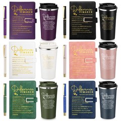 18 Pcs Difference Maker Gifts 17 oz Coffee Mug Tumbler A5 Leather Journal wit…
