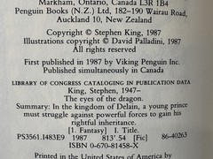 Stephen King The Eyes of the Dragon 1987 Hardcover 1st Edition 1st Print MP2S