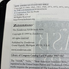 1999 Zondervan NASB STUDY BIBLE Black Bonded Leather D Red Letter USA