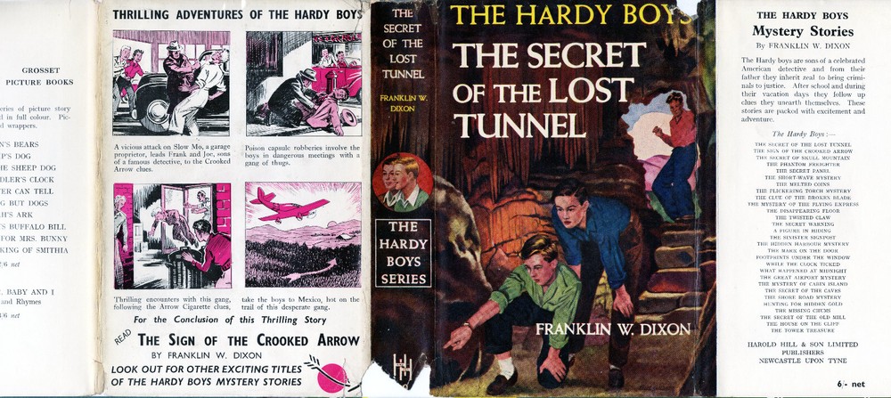 HARDY BOYS #29 THE SECRET OF THE LOST TUNNEL w/DJ NPC RARE UK HAROLD HILL 1950