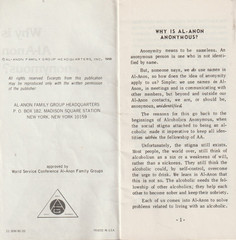 Why is Al-Anon anonymous? 1980 booklet from AFG, P-33, 12 pages