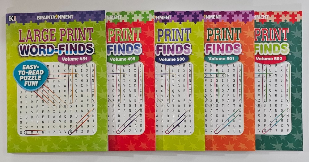 5 New Large Print Word-Finds Puzzle Books Kappa Games Vol #451-502~ Search,Hunt