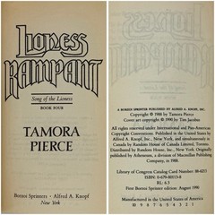 Song of the Lioness 1-4 – Tamora Pierce (mmpb set, 1st prints) Borzoi, 1989-1990