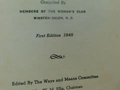 What’s Cookin’? 1948 1st ED. Winston-Salem Woman’s Club Cookbook
