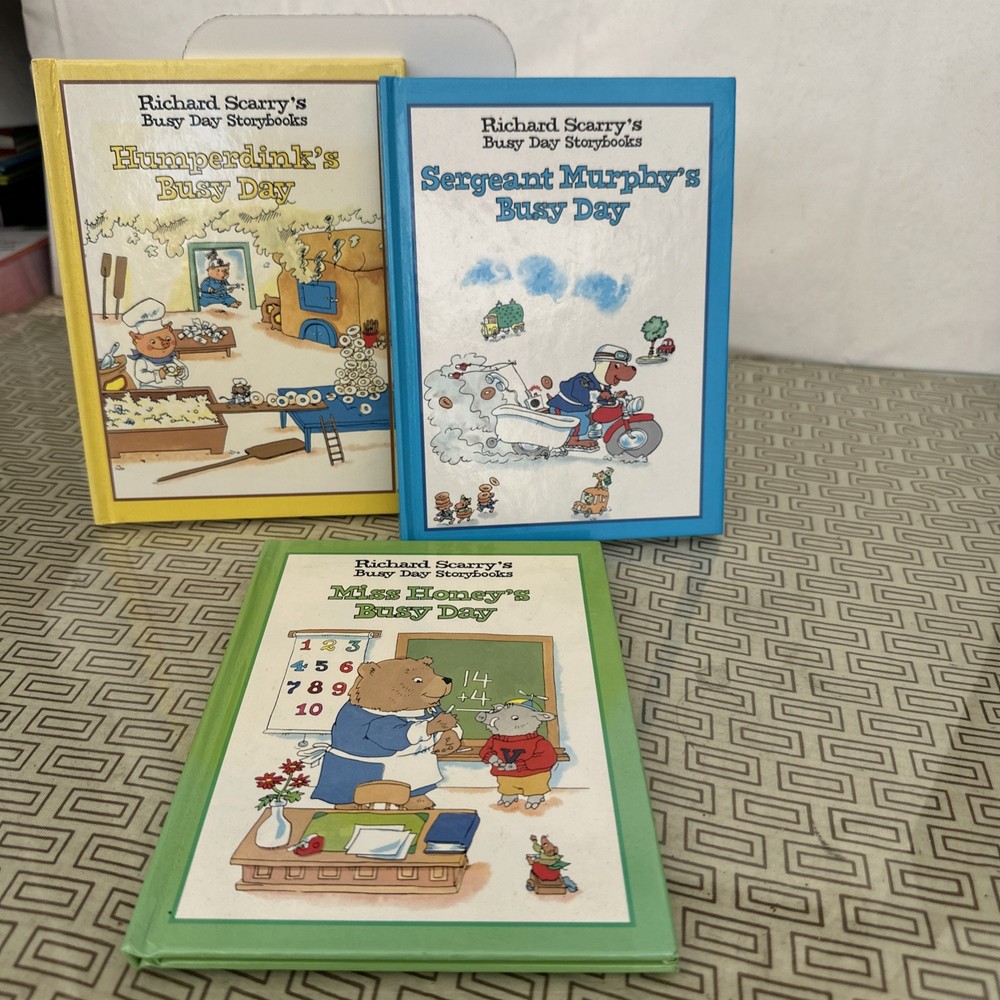 Richard Scarry Books, Lot of 3 Vintage 1997, Busy Day Storybooks
