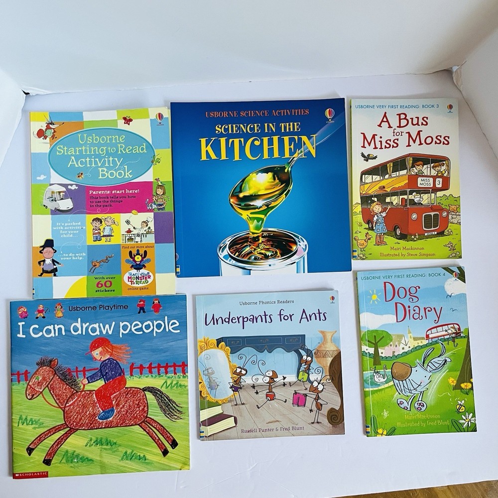 Usborne Childrens Books Lot of 6 Phonics Very First Reading Science Activity Kit