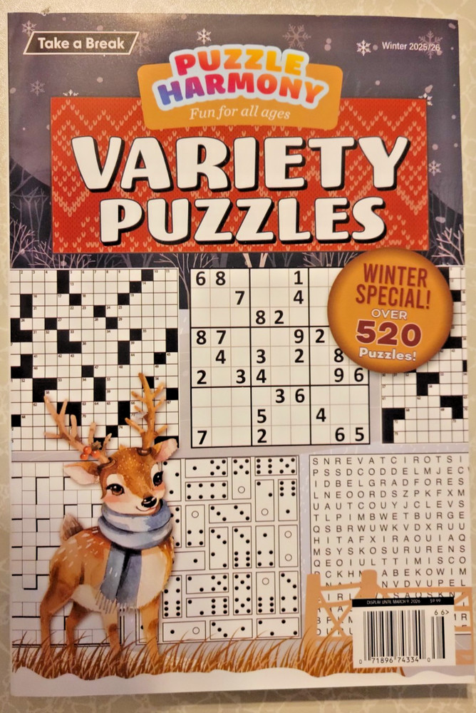 TAKE-A-BREAK Variety Puzzles -Current Winter 25 Double Issue- 520+ Puzzles – FUN