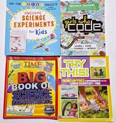 Lot of 4 Kids STEM & Science Books – Experiments, Coding, Physics, More!