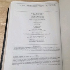 NASB / The Message Parallel Bible by Zondervan Staff 2004, Black Bonded Leather