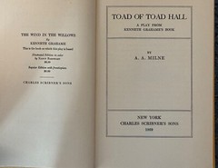 TOAD OF TOAD HALL BY A.A. MILNE, 1ST AMERICAN EDITION – CHARLES SCRIBNER’S SONS