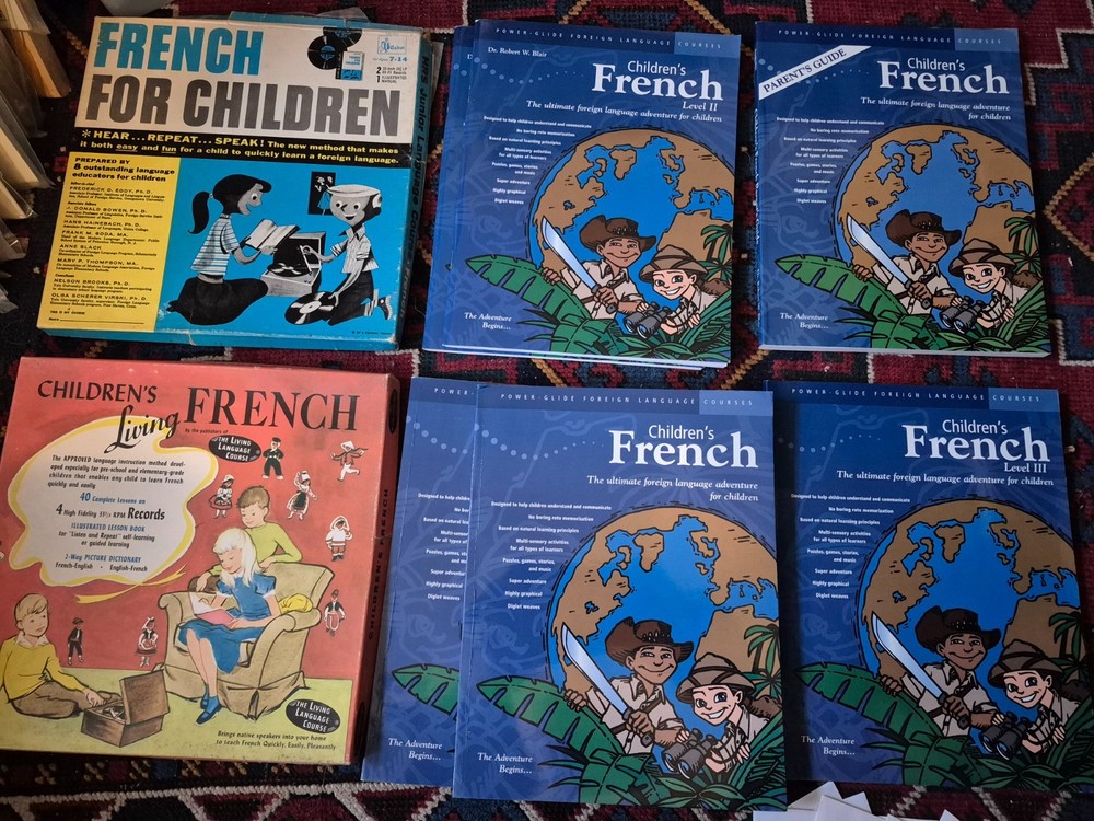 HUGE LOT Power-Glide CHILDRENS French Books CDs Robert Blair PLUS RECORDS!