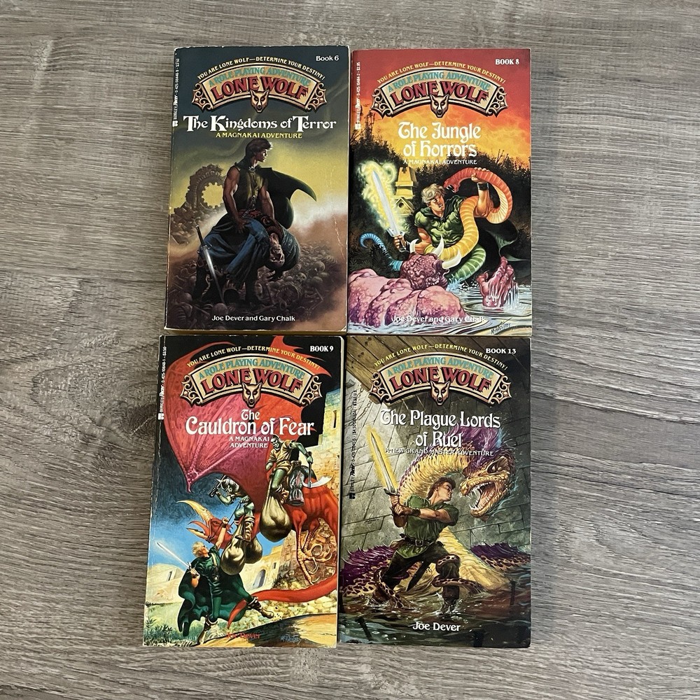 4 Lone Wolf RPG Adventure Solo Role Playing Adventure Books Joe Dever Lot CYOA