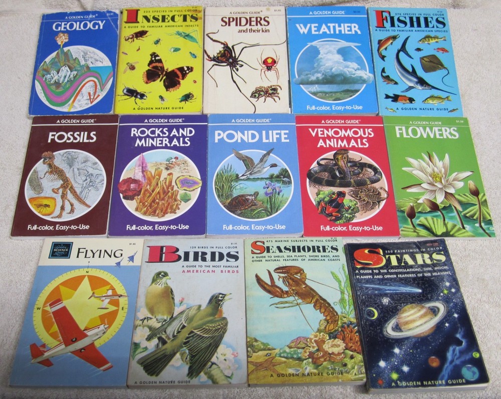 14 Golden Press Nature Guide Lot Rocks Stars Flowers Fossils Insects Weather +