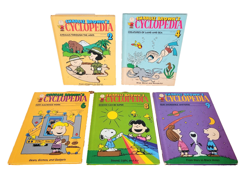 Vintage 1990 Charlie Brown’s 'Cyclopedia HCs Lot of 5: Books 2 4 6 8 9