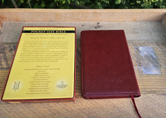 OOP HCSB Pocket-Size Bible Burgundy Bonded Leather with original box & magnifier