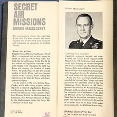 SECRET AIR MISSIONS BY MONRO MacCLOSKY 1966 HC/DJ