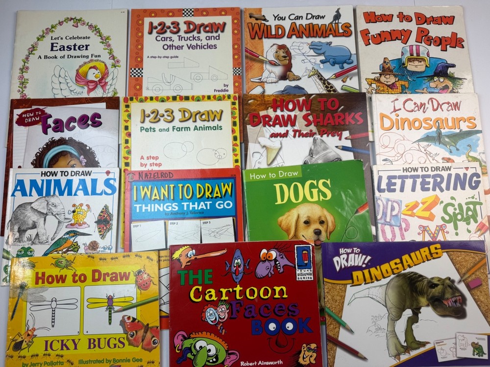 Lot 15 Drawing Books for Kids How to Draw Sketch ART Teacher Animal Dinosaur Bug