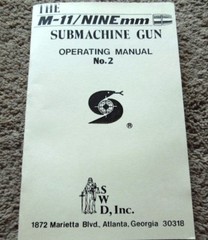 Cobray M-11 9mm SWD, Inc. Operating Book No2 24 Pages NEW