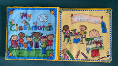 NEW Handmade Sewn Cranston SCHOOL DAYS Cloth Book 2004, 12 pages, 9″ Square
