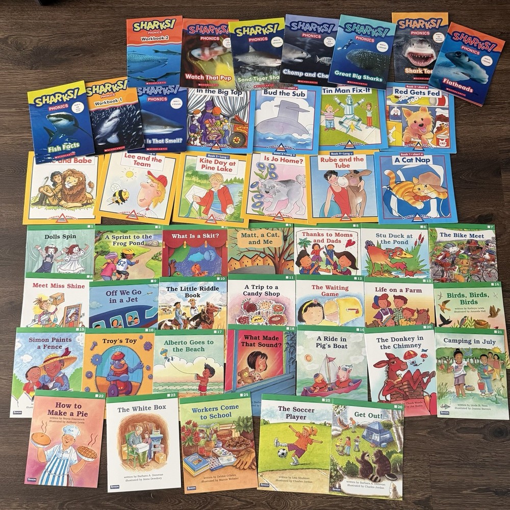 46 Early Reader Phonics Books Lot Sharks Scholastic Saxon Homeschool K-1