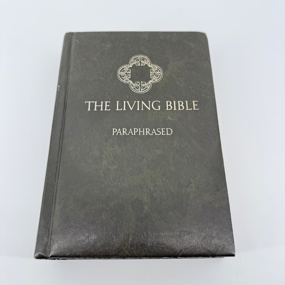 Tyndale The Living Bible Paraphrased Black Faux Leather 1973 Vintage
