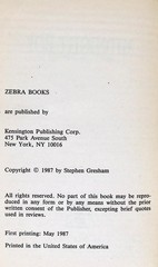 Midnight Boy Stephen Gresham 1987 First Printing Horror Thriller Zebra Books