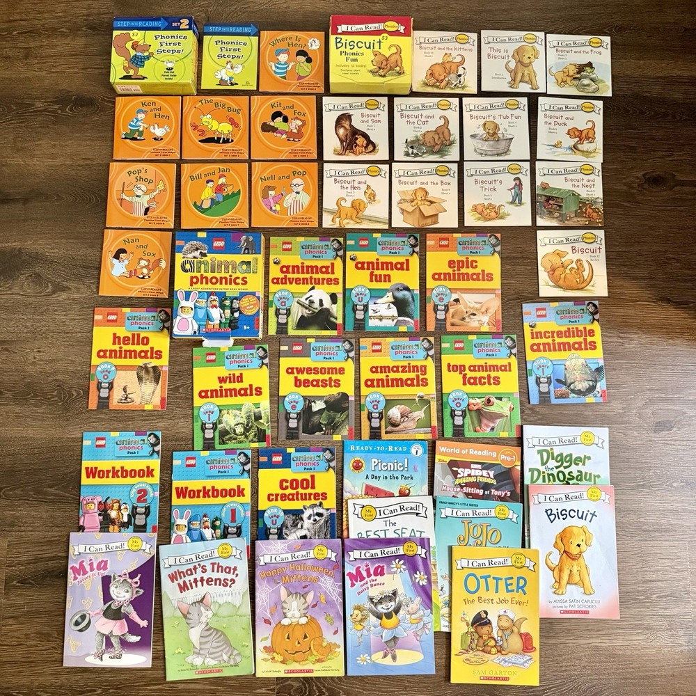 Large Lot Pre Reader & Phonics Book Lot Biscuit I Can Read LEGO Animal Phonics