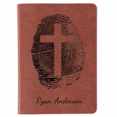 Personalized ESV Men’s Study Bible, Fingerprint & Cross Design, Name Engraved